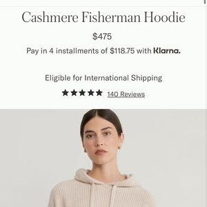 Jenni Kayne Cashmere Fisherman Hoodie in Cream